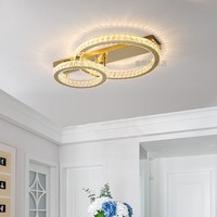 Plafonnier LED moderne, simple et luxueux en acier inoxydable et cristal, super lumineux pour chambre principale et salle à manger