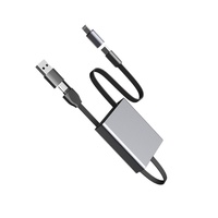 Kabel Data Retraktil Satu Arah dengan Konektor USB-A/Type-C Pengisian Cepat 66W untuk Penggunaan di Mobil