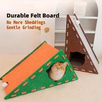 Griffoir pour chat extra large et durable, maison pour chat en feutre, design triangulaire avec poteau à gratter, grattage des griffes + repos + jeu