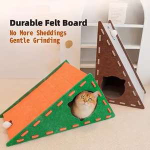 Rascador para Gatos Extra Grande y Resistente, Casa para Gatos de Fieltro, Diseño Triangular con Poste para Afilar Uñas, para Afilar Uñas + Descansar + Jugar - Product Image 5