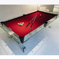 Table de billard haut de gamme pour la maison, design moderne et luxueux, verre cristal, sur mesure, 9 pieds, plateau en ardoise, poches en cuir de vache