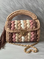 Sacs fourre-tout de luxe en crochet 2026 pour femmes, faits à la main, couleurs mélangées, pour soirées en extérieur, avec chaîne décorative, fermeture ouverte