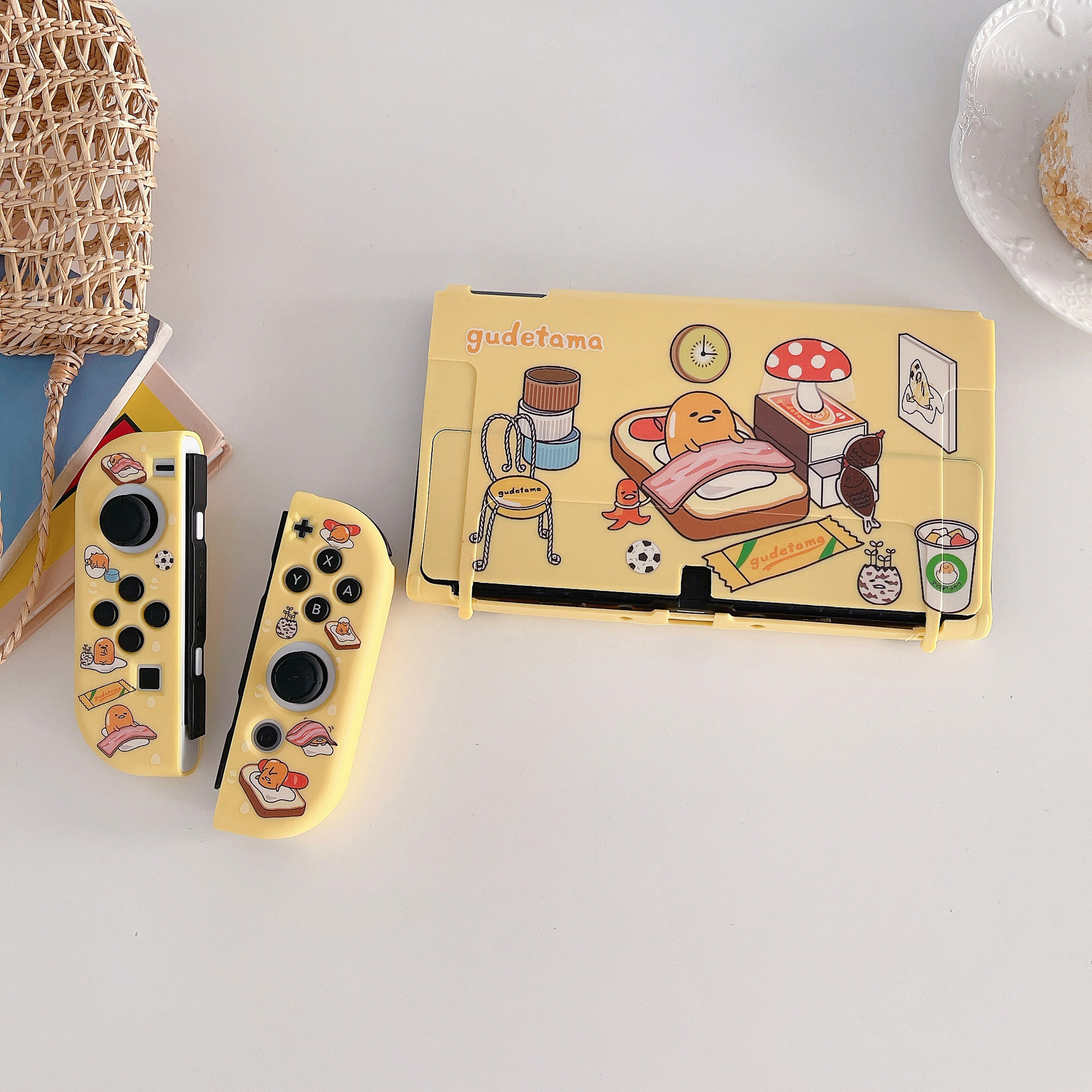 Аксессуары для переключателей прекрасный мультфильм Gudetama силиконовых кейсов для Nintendo Switch OLED чехол игровой контроллер держатель Анти-скольжение NS крышка