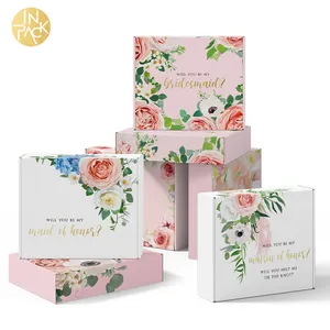 IN PACK Custom New Design Luxury Bridesmaid Proposal Gift Box Set Corrugated Paper Box For Wedding