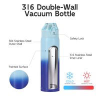 Botella de Agua Térmica Aislada de Doble Pared con Logotipo y Colores Personalizados, Precio de Fábrica, 17oz/27oz, 500ml 800ml
