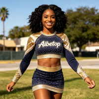 Uniforme de Cheerleader Personnalisé Professionnel en Gros avec Logo Gratuit, Service OEM, Uniforme de Cheerleading Noir et Bleu Personnalisé