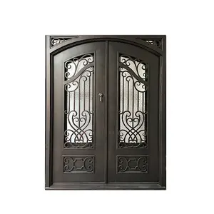 Luxury arch top exterior 36 x 80 double wrought iron doors for fronts of houses