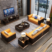 Ensemble de canapés Chesterfield en cuir italien de luxe-Design modulaire moderne et durable Yishangsen YSS pour villa et chambre à coucher