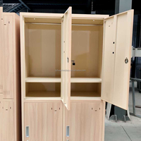 Armoire de rangement métallique à 2 niveaux, robuste, à poser au sol, avec 4 casiers et serrure à clé, pour salle de sport, spa, pilates