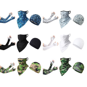Cycling Arm Sleeves With Face Mask Half Finger Gloves Quick Dry Breathable Ice Silk Unisex Outdoor Protection - Product Image 5