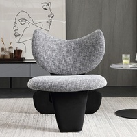 Fauteuil simple multifonctionnel de style italien avec dossier incurvé pour salon et balcon - Chaise de loisirs en bois