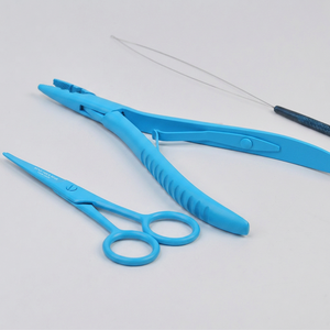 Kit d'outils pour extensions de cheveux bleus avec pinces, ciseaux, aiguille à cheveux et étui pour l'installation et le retrait - Product Image 2