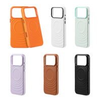 Casing HP Kulit PU Vegan 4 Sisi Melindungi Tepi, Casing HP Motif Gelombang untuk iPhone 17 Pro Max, Casing HP untuk iPhone 15
