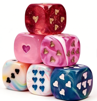 Dés en plastique personnalisés avec logo, 16 mm, 1-12, cube en plastique marbré rose et blanc, dés en forme de cœur D6 pour accessoires de jeu