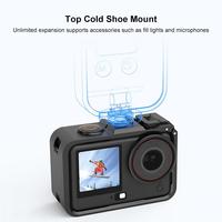 PULUZ Cage en plastique noir pour DJI Osmo Action 6, adaptateur d'extension verticale et horizontale, cadre de montage vidéo avec griffe porte-accessoire