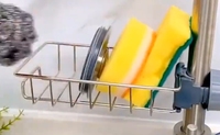 Étagère de rangement en acier inoxydable pour cuisine domestique, panier suspendu de drainage pour vaisselle, support de robinet, rangement alimentaire pour salle de bain