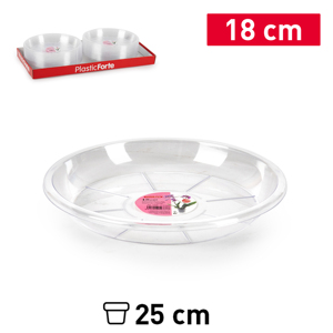 Sottovaso PlasticForte 18 cm in plastica trasparente, resistente e riutilizzabile per la conservazione domestica - Product Image 1