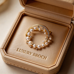Broche de Lujo Chapado en Oro con Diseño de Estrella y Perla, Pin de Moda para Mujer para Fiestas - Product Image 4