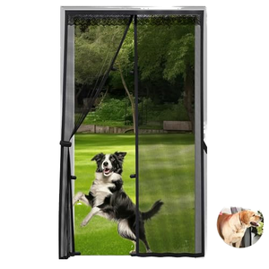 Magnetic <b>Door</b> <b>Screen</b> <b>Mesh</b> Curtain Insect Resistant Magnetic Closure Top Bottom Nylon Storage Straps Sides Drill-Free Tape (Black - Product Image 1