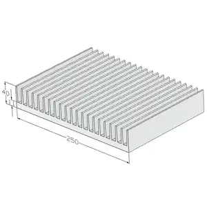 6063T5 alüminyum ısı emici ekstrüzyon 250(W)* 40(H)mm