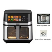 Friteuse à air électrique sans huile pour repas sains à la maison, 8L, avec fenêtre de visualisation large en verre, 1700W, écran tactile couleur, arrêt automatique