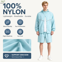 Ensemble 2 pièces pour homme UPF50 : Veste à capuche rafraîchissante à séchage rapide et déperlante, et short – Tenue coordonnée pour la pêche et la randonnée (OEM)