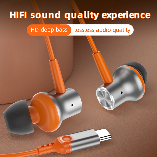 Hot Selling Heavy Bass USB-C Earbuds DAC Type C Wired Earphone with Microphone