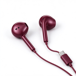 Auriculares Semi-Intrauditivos con Cable USB-C Color Borgoña, Sonido Estéreo Nítido, para Escuchar Música Relajante y Actividades Diarias - Product Image 3