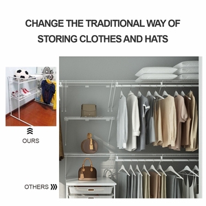 Kit d'étagères en fil métallique moderne avec quincaillerie Étagère murale en fil métallique de haute qualité pour placard en <span class=keywords><strong>vinyle</strong></span> blanc pour garde-manger <span class=keywords><strong>Rangement</strong></span> utilitaire - Product Image 6
