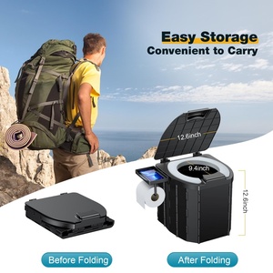 Toilette d'urgence pliable portable pour adultes/enfants avec couvercle et porte-papier pour <span class=keywords><strong>le</strong></span> <span class=keywords><strong>camping</strong></span>, la voiture, la randonnée, capacité de charge 150 kg - Product Image 2