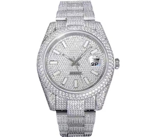 Reloj de Cuarzo para Hombre de Aleación de Lujo con Diamantes y Piedras de Moissanita, Correa de Acero Inoxidable, Estética Clásica - Product Image 1