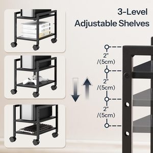 2-Tier Floor Standing Adjustable <b>PC</b> Tower <b>Stand</b> for Desktop <b>PC</b> Storage - Product Image 4