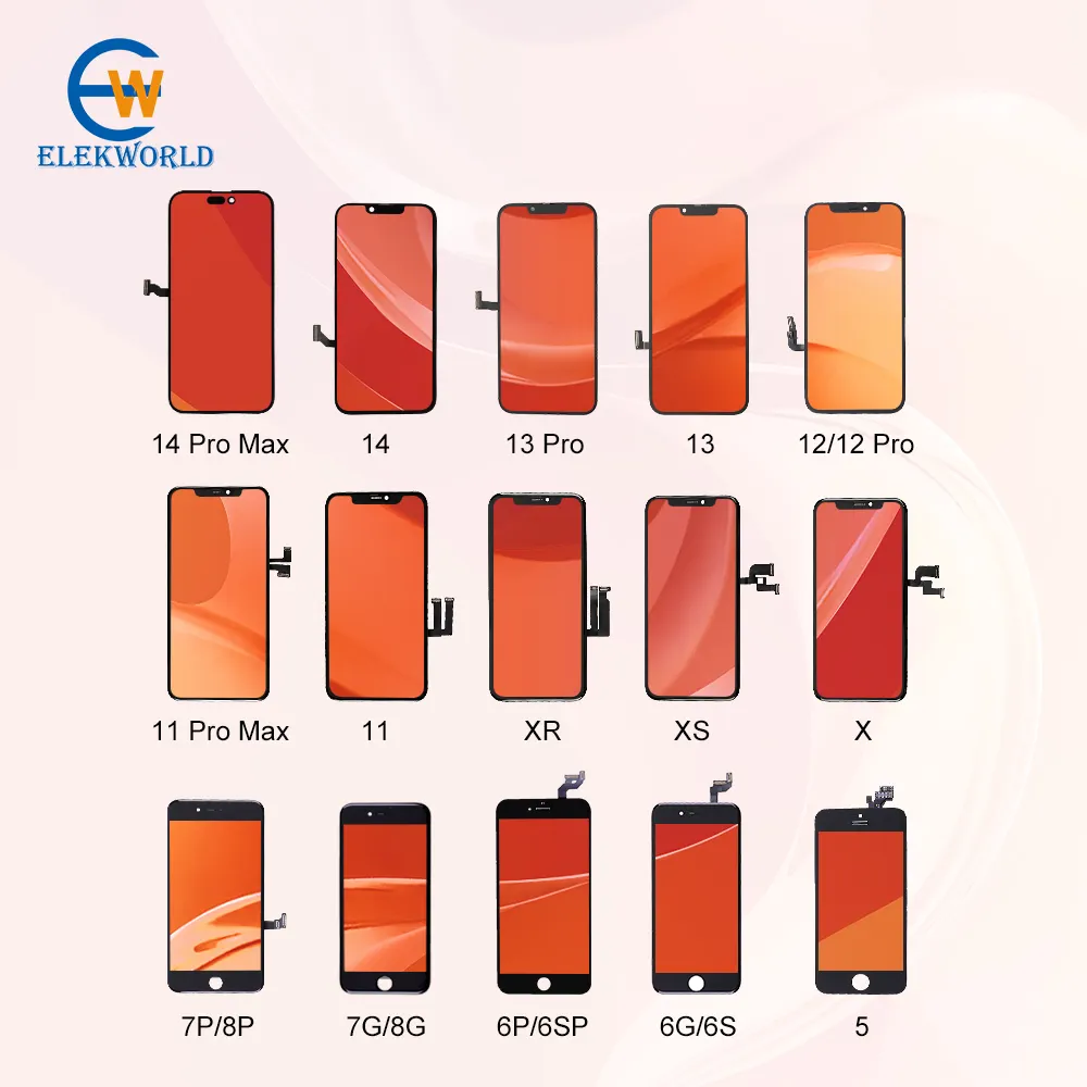 Elekworld-Écran LCD pour téléphone portable, tous modèles, pour iPhone 5, 6, 7, 8, X, XR, 11, 12, 13, 14, Pro Max