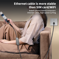Câble adaptateur Ethernet Type-C filaire à angle externe 5000 Mbps 5G LAN pour ordinateur portable PC en stock