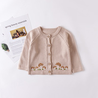 Logo personnalisé 1 pièce Veste en tricot pour filles d'automne en coton Cardigan à manches longues pour bébé Vêtements pour bébé de haute qualité