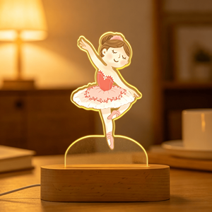 Custom Personalized Name <b>LED</b> Square Night <b>Light</b> USB Acrylic 3D Kids Lamp with Wooden Base Dimmable Home Decor Gift for Girls - Product Image 5