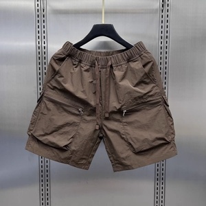 Custom Vintage Canvas Multi-pocket <b>Cargo</b> <b>Shorts</b> Men's Summer Thin Loose Straight Leg Casual Wear <b>Elastic</b> <b>Waist</b> Mid - Product Image 6