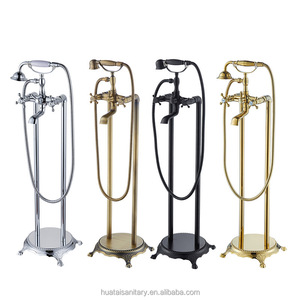 Ferro retro old gold floor bath tap <span class=keywords><strong>gessi</strong></span> golden rubinetto per vasca da <span class=keywords><strong>bagno</strong></span> con piedini autoportanti montato a pavimento - Product Image 1
