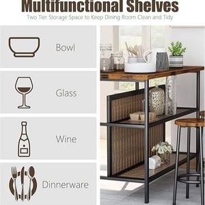 Mesa alta de hierro forjado estilo rústico para cafetería/tetería, juego de mesa y sillas de comedor para el hogar, sencillo, de alto valor y versátil. - Product Image 4
