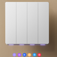 SMTLAP 4GANG Panneau en verre PC blanc/gris Bouton poussoir Smart Life pour Wi-Fi/Zigbee Interrupteur intelligent bidirectionnel Lumière LED colorée Google
