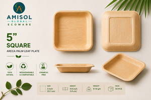 Platos Cuadrados Desechables de Hoja de Palma, Ecológicos, de Grado Alimenticio, con Patrón de Planta Grabado, Platos para Servir en Fiestas - Product Image 6