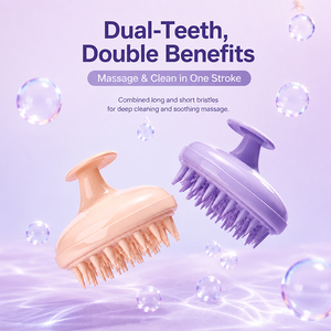 Brosse à shampooing en silicone pour le cuir chevelu, brosse multifonctionnelle deux-en-un pour animaux de compagnie, le fabricant conçoit et personnalise divers styles. - Product Image 1