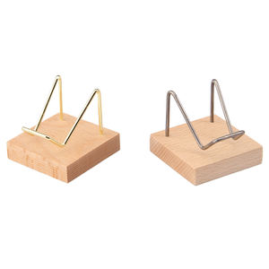 Nouveau Design métal bois fond cristal présentoir 6.5x6.5 minéral présentoir verre support de pierres précieuses pour l'affichage de magasin - Product Image 1