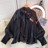 Femme Tops Fashion Design Sense Niche All-Match Shirt Gentle Wind Puff Sleeve Top Women Elegant Blouse