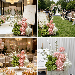 Soft Pink White <b>Hydrangea</b> Calla Lily Table Centerpiece <b>Artificial</b> <b>Flower</b> Arrangement for Wedding Reception Table - Product Image 3