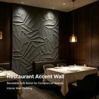 Panneau mural en pierre souple, motif feuille de bananier, 3D en relief, léger, pour mur d'accent de restaurant et mur de fond de télévision dans le salon