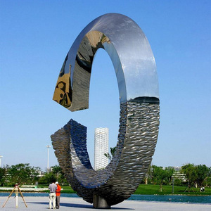 Escultura Circular de Acero Inoxidable, Arte Geométrico Abstracto para Exteriores, Decoración de Jardín, Montaje en Suelo, Diseño Contemporáneo - Product Image 3