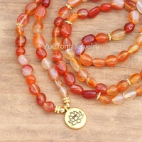 108 Mala 5-8mm forme libre cornaline perles Bracelet fleur de Lotus charme pierre naturelle Yoga guérison méditation bijoux en gros