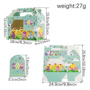 กล่องกระดาษลูกฟูกคราฟท์รีไซเคิลแบบใหม่ กล่องใส่ขนมรูปทรงสี่เหลี่ยม กล่องใส่คุกกี้สำหรับงานอีสเตอร์ กล่องใส่เค้กแบบถือได้ ขายส่ง - Product Image 6