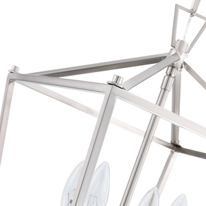 4-<strong>Light</strong> Indoor Hanging <strong>Brushed</strong> <strong>Nickel</strong> Farmhouse Chandelier Metal Cage Adjustable Height Pendant Lamp Kitchen <strong>Island</strong> Dining Room - Product Image 5
